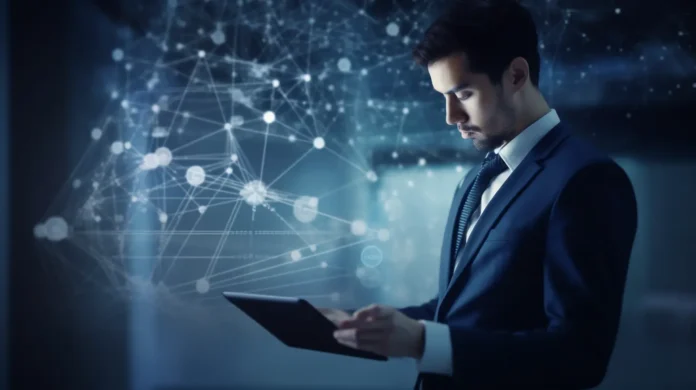 profissional de IT trabalhando em um tablet