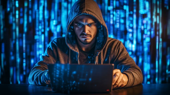 Homem hacker represnetando a cibersegurança