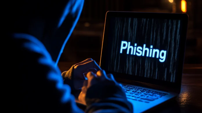 homem trabalhando no mac book hackeado texto 