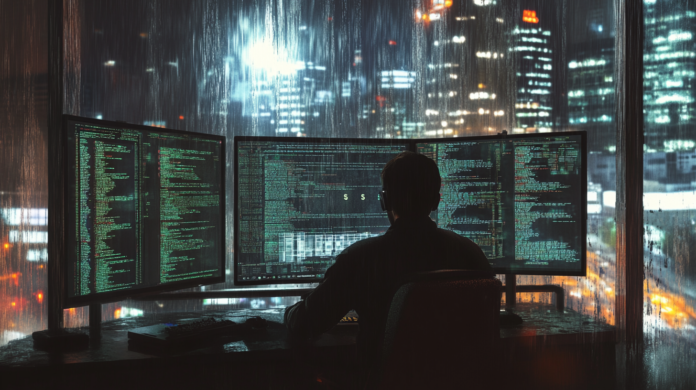 Pesquisador de segurança cibernética analisando buckets S3 abandonados em uma estação de trabalho com múltiplos monitores, exibindo alertas de vulnerabilidade na nuvem.