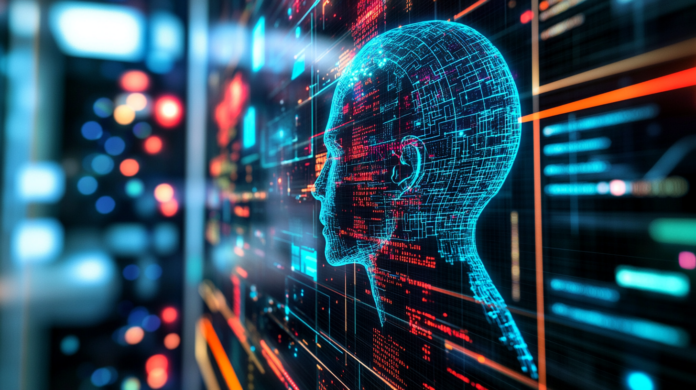 Laboratório de inteligência artificial futurista com interface de alta tecnologia exibindo o modelo Gemini 2.0 Pro do Google em ação. Um workstation iluminado com projeção holográfica representa sua capacidade avançada de raciocínio e processamento de dados.