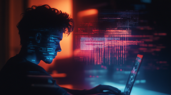 tecnologia blockchain: Empresários de pequenas e médias empresas analisando dados de blockchain em um escritório moderno, com gráficos digitais e transações seguras exibidas em uma tela interativa.