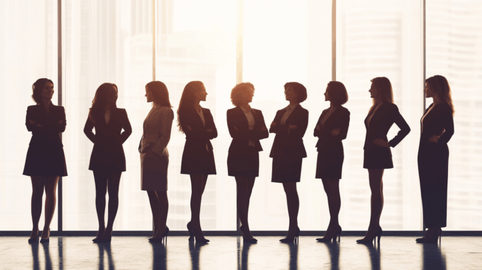 Mulheres na TI de diferentes gerações de executivas reunidas em evento de liderança feminina, representando diversidade e evolução da presença feminina no setor de tecnologia.