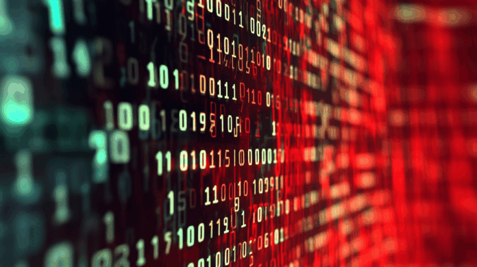 Código digital representando o compartilhamento de dados seguro entre sistemas governamentais e prestadoras de serviços públicos.