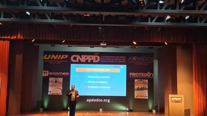 CNPPD 2025 na UNIP com palestra sobre governança, resposta a incidentes e evidências, reunindo profissionais de proteção de dados e cibersegurança.