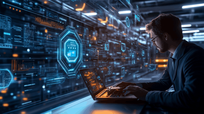 Virtualização de desktops corporativos com segurança Zero Trust, acesso remoto protegido, rede otimizada por fibra óptica e análise centralizada.