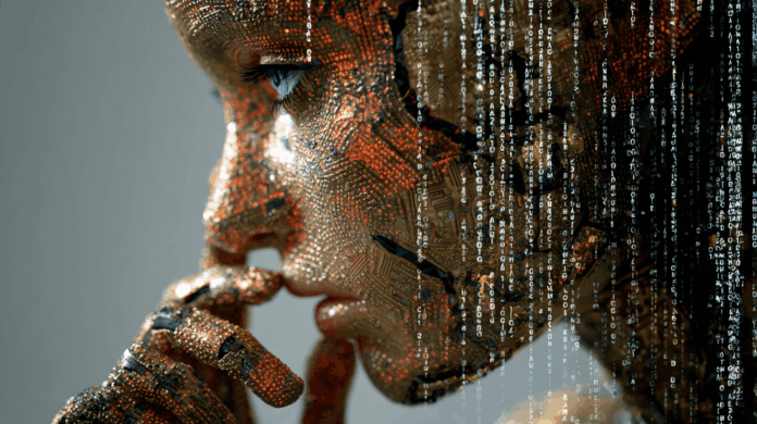 OpenAI Persona mostransdo ao fundo uma série de códigos