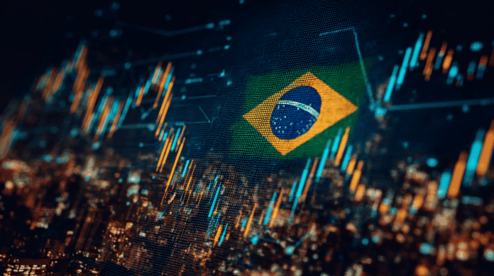 Gráfico ilustrativo mostrando o Brasil como líder em investimentos em TI na América Latina em 2024, com destaque para os setores de nuvem pública, IA e ERP.