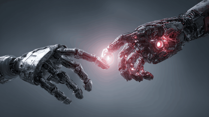 Ilustração representando o uso da inteligência artificial no combate a fraudes, destacando algoritmos de detecção, deepfakes e manipulação de dados no setor público.