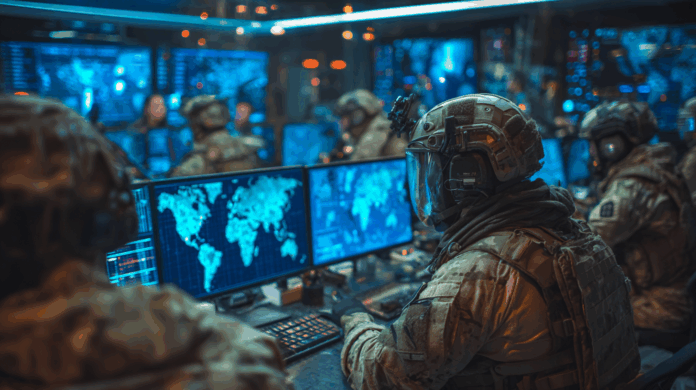 Agentes da Interpol em operação internacional contra cibercrime em centro de monitoramento digital
