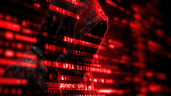 Imagem realista de um ataque cibernético avançado em um sistema digital, com códigos complexos e sinais de alerta vermelho, representando ameaças persistentes.