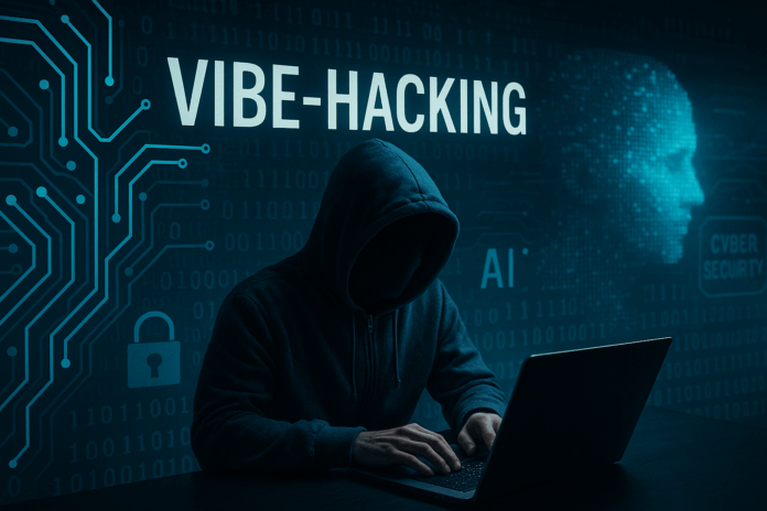 Representação realista de um ataque de vibe-hacking com uso de inteligência artificial em ambiente de cibersegurança