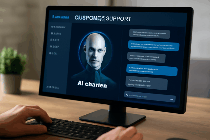 Agente de IA em uma interface de atendimento ao cliente digital.